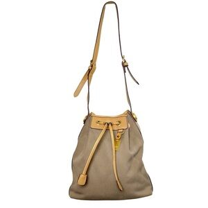 DOONEY & BOURKE VINTAGE DRAWSTRING BUCKET tan Canvas & LEATHER BAG crossbody